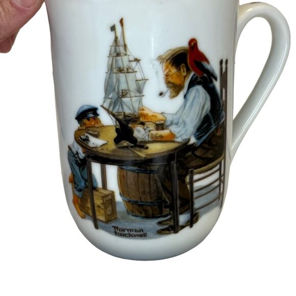 Norman Rockwell Vintage 1981 painted cups white w/ gold trim 5 unique mugs - Picture 3 of 16